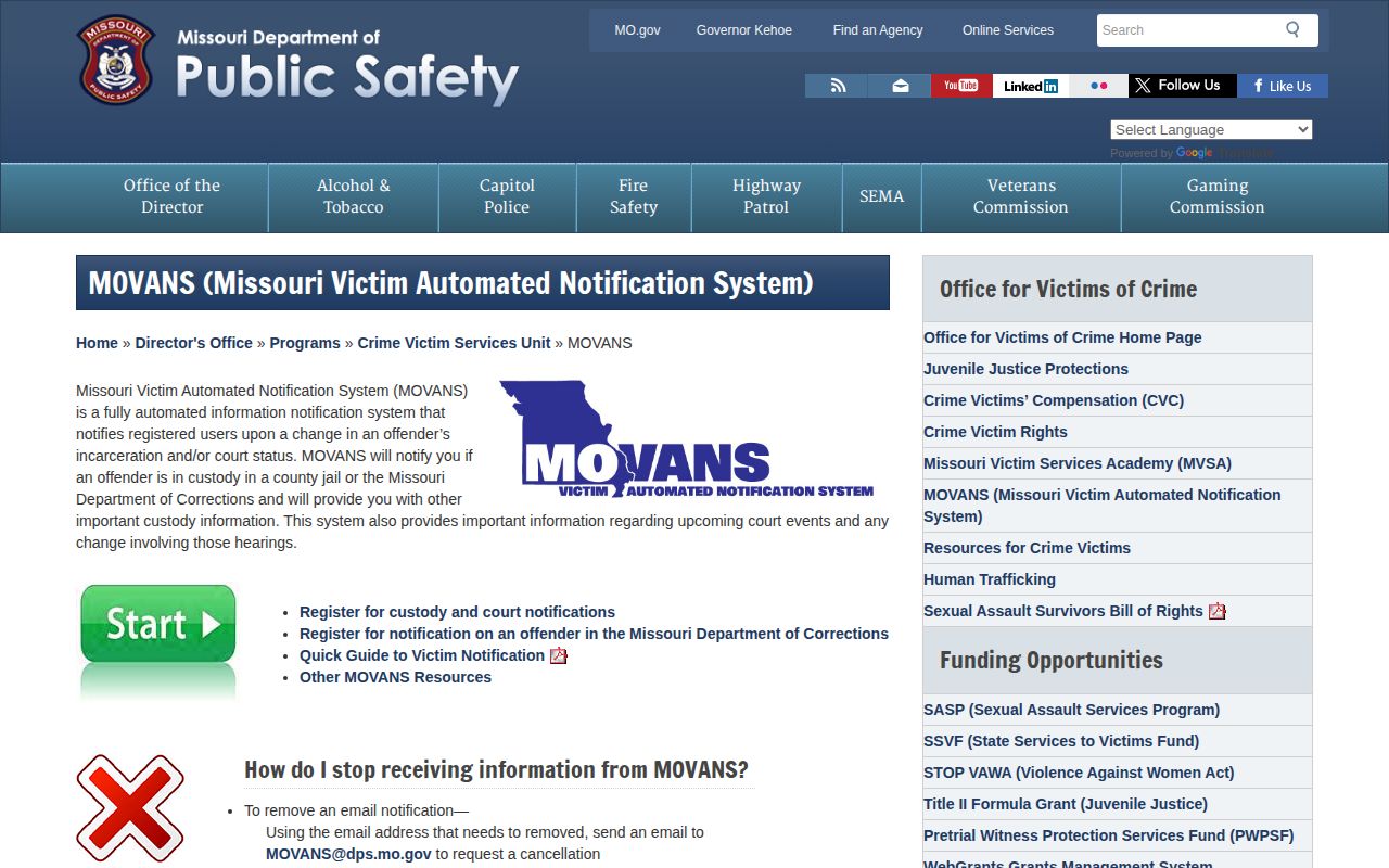 Worth County MOVANS inmate check and release notification information